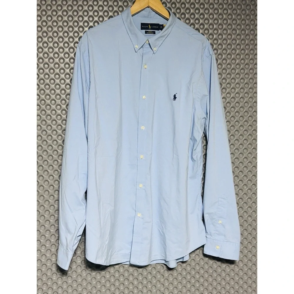 Polo Ralph Lauren Men's Classic Fit Performance Oxford Shirt Light Blue 2XL $138
